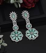 Pista green color american diamond earrings