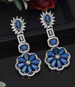 Blue color american diamond earrings