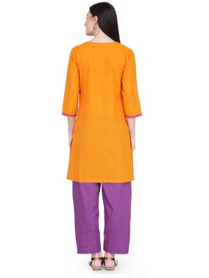 Orange Cotton Block Print Kurta 3