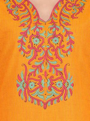 Orange Cotton Block Print Kurta 4