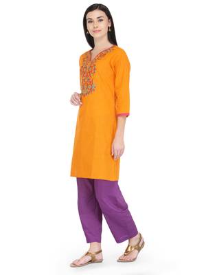 Orange Cotton Block Print Kurta 5