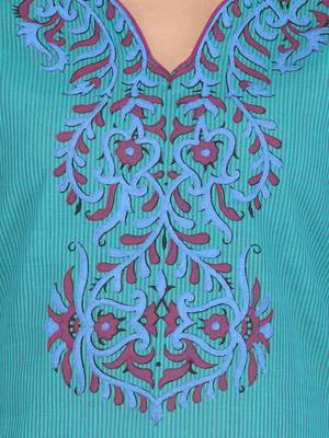 Teal Blue Cotton Block Print Kurta 3