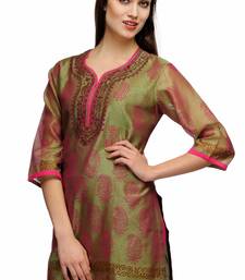 Sage Green Chanderi Block Print Kurta