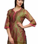 Sage Green Chanderi Block Print Kurta