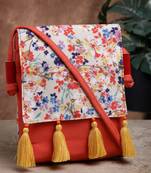 lush red & multi floral printed polycotton sling bag