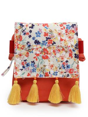 lush red & multi floral printed polycotton sling bag 3