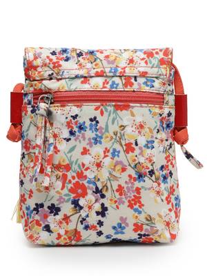 lush red & multi floral printed polycotton sling bag 4