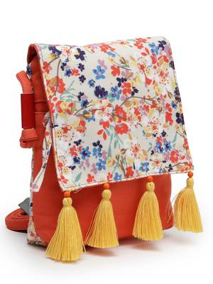 lush red & multi floral printed polycotton sling bag 5