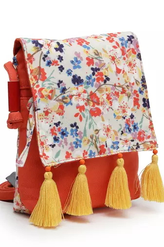 lush red & multi floral printed polycotton sling bag