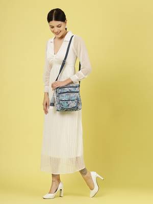 lush grey & multi floral printed polycotton sling bag 2