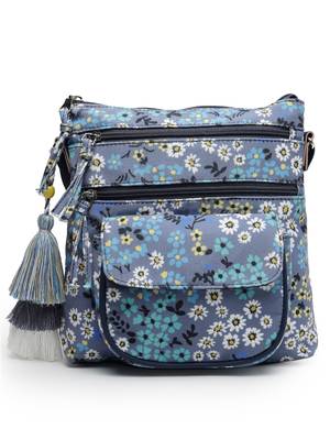 lush grey & multi floral printed polycotton sling bag 3