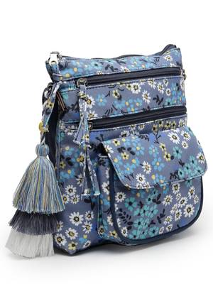 lush grey & multi floral printed polycotton sling bag 5