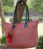 tribal red & multi mandala printed polycotton shoulder bag