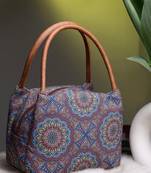 tribal multi & tan mandala cotton jacquard handheld bag