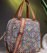 geomat multi & tan diamond cotton jacquard sling bag
