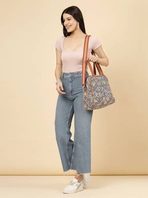 geomat multi & tan diamond cotton jacquard sling bag 2