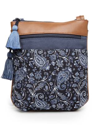 lush navy & tan paisely printed polycotton sling bag 3