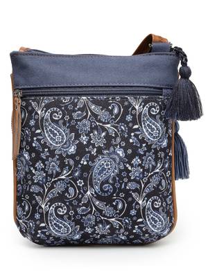 lush navy & tan paisely printed polycotton sling bag 4