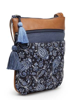 lush navy & tan paisely printed polycotton sling bag 5