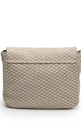 boho camel brown & gold ethnic embellished cotton jacquard sling bag