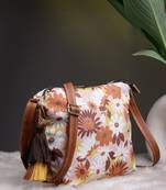 lush dusty pink & multi floral printed polycotton sling bag