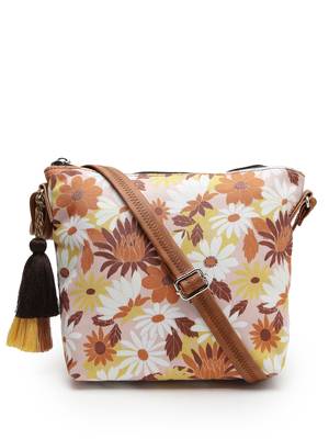 lush dusty pink & multi floral printed polycotton sling bag 3