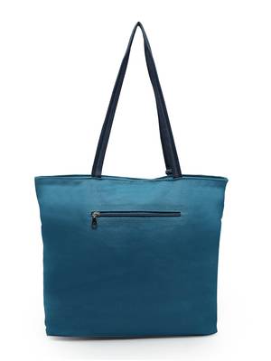 geomat turquoise blue & multi ethnic cotton jacquard tote bag 4