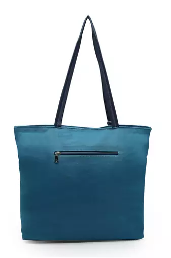 geomat turquoise blue & multi ethnic cotton jacquard tote bag