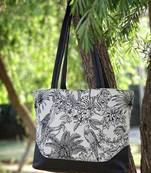 animal black & white toile cotton jacquard shoulder bag