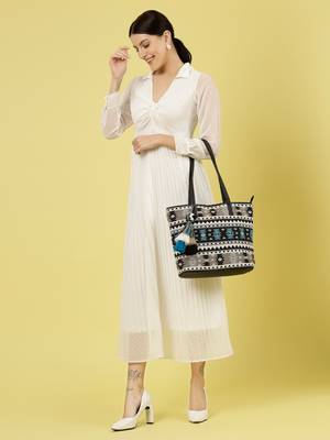 geomat blue & multi ikat cotton jacquard tote bag 2
