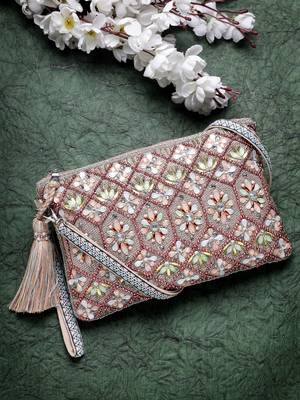 kooky silver & multi geometric embellished polycotton sling bag 1
