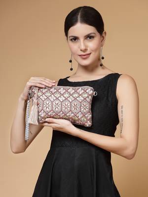 kooky silver & multi geometric embellished polycotton sling bag 3