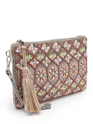kooky silver & multi geometric embellished polycotton sling bag 6