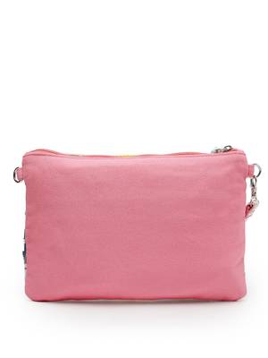boho fluorescent pink & multi ethnic cotton jacquard sling bag 5