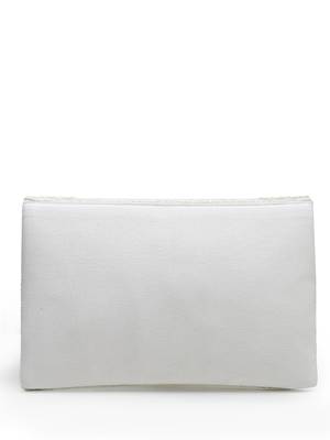 boho white floral embellished cotton canvas sling bag 4