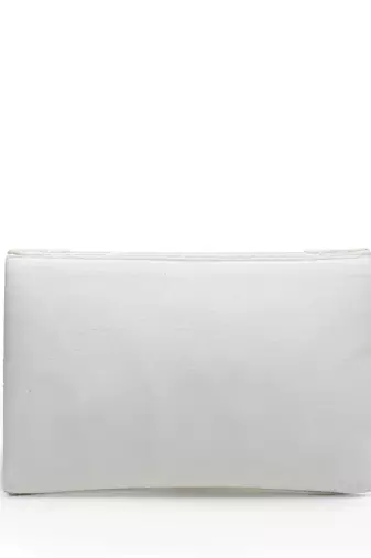 boho white floral embellished cotton canvas sling bag