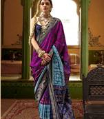 Magenta Silk Blend Patola Print Contemporary Saree