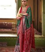 Green Silk Blend Patola Print Classic Saree