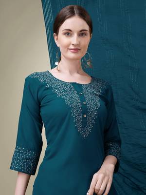 Vedant vastram women's cotton embroidery & sequence work stitched salwar kameez dupatta set (1111 morpinch) 4