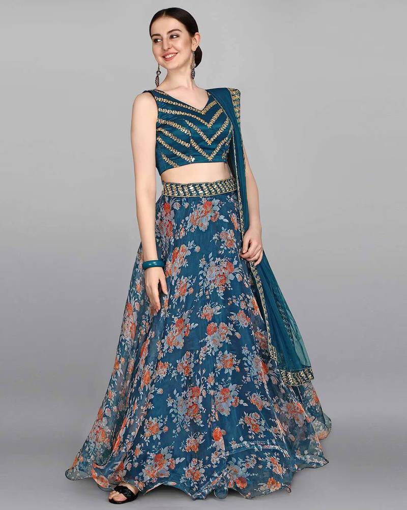 Solid Lehenga Choli Set with Dupatta