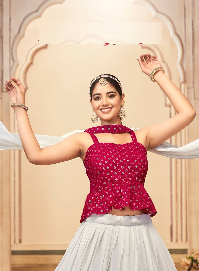 RANI PINK WOMEN PURE GEORGETTE LEHENGA CHOLI