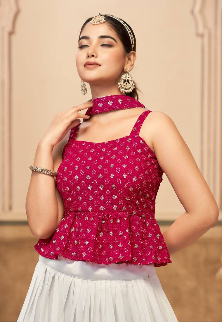 RANI PINK WOMEN PURE GEORGETTE LEHENGA CHOLI