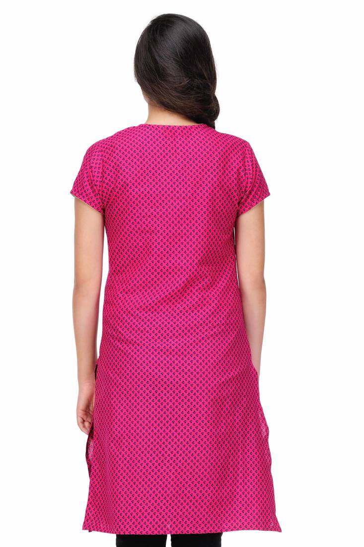 Pink Cotton Embroidery Kurta