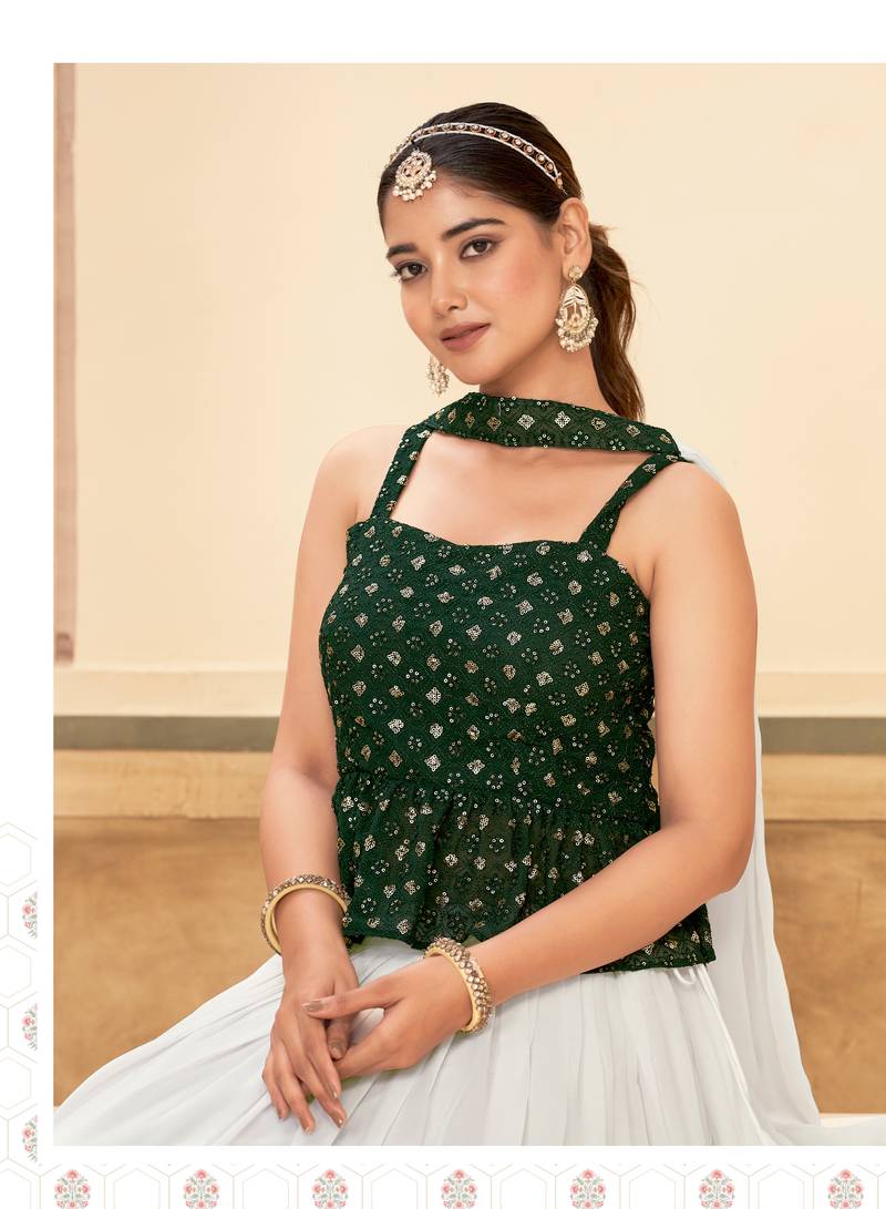  GREEN WOMEN PURE GEORGETTE LEHENGA CHOLI