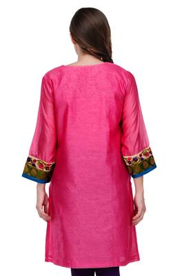 Pink Cotton Silk Embroidery Kurta 3