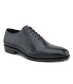 Black whole cut leather shoes