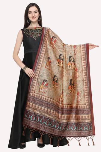 Digital print assam silk dupatta for women and girls to wear on gown chaniya choli kurti etc