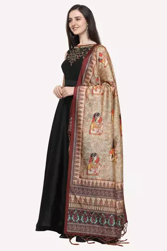 Digital print assam silk dupatta for women and girls to wear on gown chaniya choli kurti etc