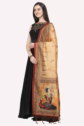 Digital print assam silk dupatta for women and girls to wear on gown chaniya choli kurti etc