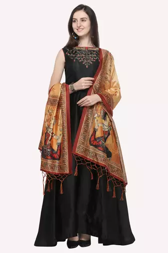Digital print assam silk dupatta for women and girls to wear on gown chaniya choli kurti etc